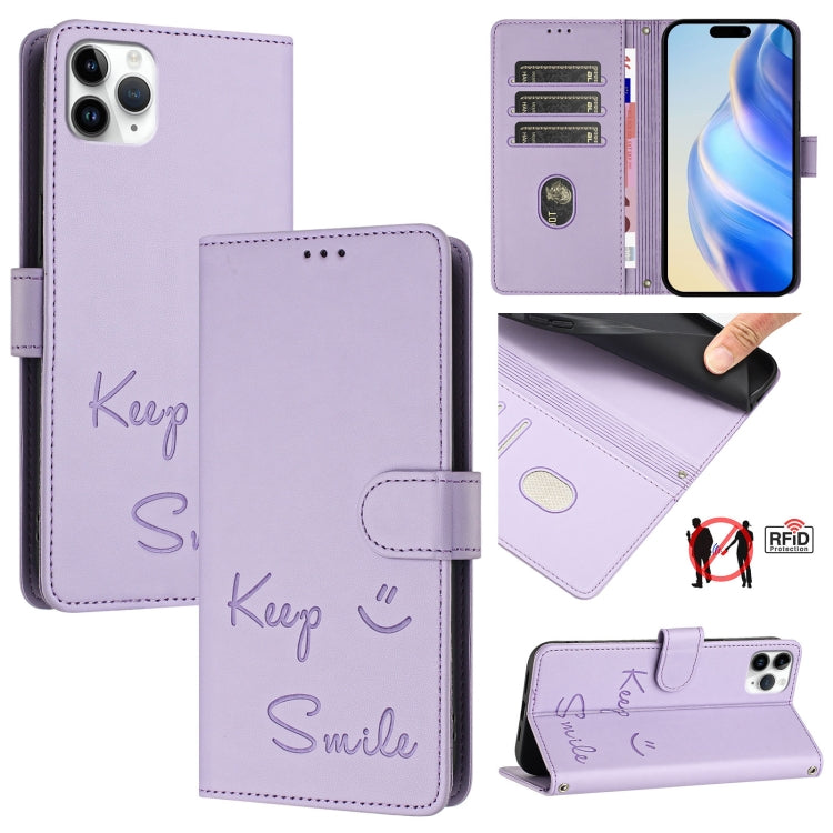 Smile Embossing RFID Leather Phone Case, For iPhone 11 Pro Max, For iPhone 11, For iPhone 11 Pro, For iPod Touch 7 / 6 / 5, For iPhone X / XS, For iPhone XR, For iPhone XS Max, For iPhone 8 Plus / 7 Plus