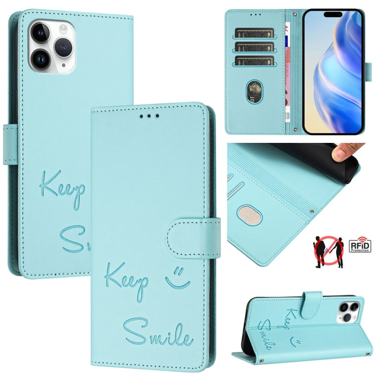 Smile Embossing RFID Leather Phone Case, For iPhone 11 Pro Max, For iPhone 11, For iPhone 11 Pro, For iPod Touch 7 / 6 / 5, For iPhone X / XS, For iPhone XR, For iPhone XS Max, For iPhone 8 Plus / 7 Plus