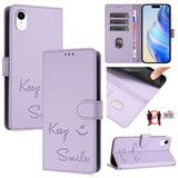 Smile Embossing RFID Leather Phone Case, For iPhone 11 Pro Max, For iPhone 11, For iPhone 11 Pro, For iPod Touch 7 / 6 / 5, For iPhone X / XS, For iPhone XR, For iPhone XS Max, For iPhone 8 Plus / 7 Plus