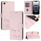 Smile Embossing RFID Leather Phone Case, For iPhone 17 Pro Max, For iPhone 17 Pro, For iPhone 17, For iPhone Air, For iPhone SE 2024, For iPhone 16 Pro Max, For iPhone 16 Pro, For iPhone 16 Plus