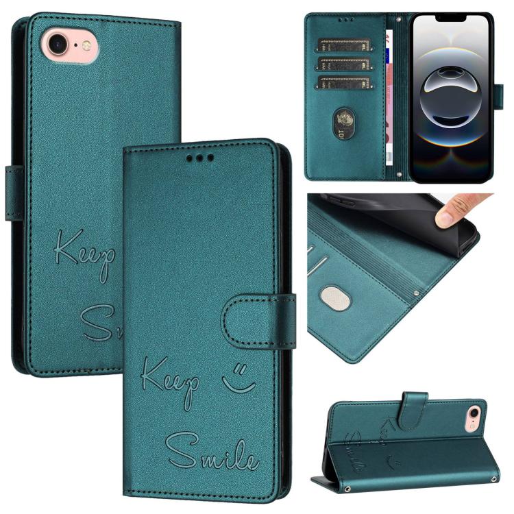 Smile Embossing RFID Leather Phone Case, For iPhone 17 Pro Max, For iPhone 17 Pro, For iPhone 17, For iPhone Air, For iPhone SE 2024, For iPhone 16 Pro Max, For iPhone 16 Pro, For iPhone 16 Plus