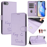 Smile Embossing RFID Leather Phone Case, For iPhone 11 Pro Max, For iPhone 11, For iPhone 11 Pro, For iPod Touch 7 / 6 / 5, For iPhone X / XS, For iPhone XR, For iPhone XS Max, For iPhone 8 Plus / 7 Plus
