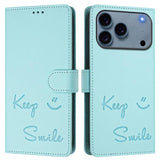 Smile Embossing RFID Leather Phone Case, For iPhone 17 Pro Max, For iPhone 17 Pro, For iPhone 17, For iPhone Air, For iPhone SE 2024, For iPhone 16 Pro Max, For iPhone 16 Pro, For iPhone 16 Plus