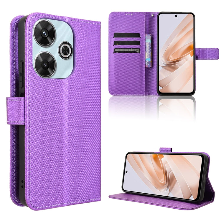 Diamond Texture Leather Phone Case, For Redmi 13 4G / Note 13R 5G