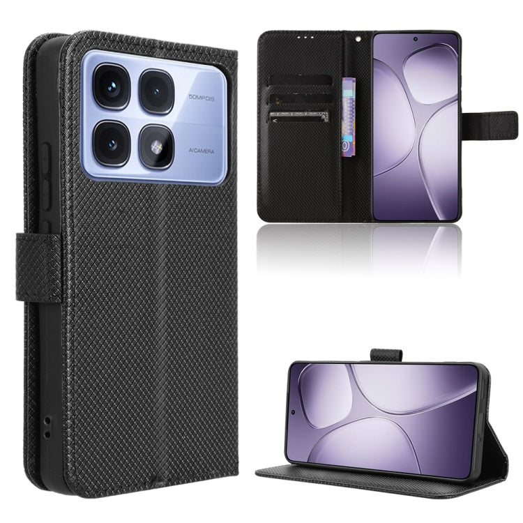 Diamond Texture Leather Phone Case, For Redmi Note 14 Pro 4G, For Redmi Note 14 4G Global 163.25mm, For Redmi Note 14 Pro+ 5G, For Redmi K70 Ultra, For Redmi 13 4G / Note 13R 5G
