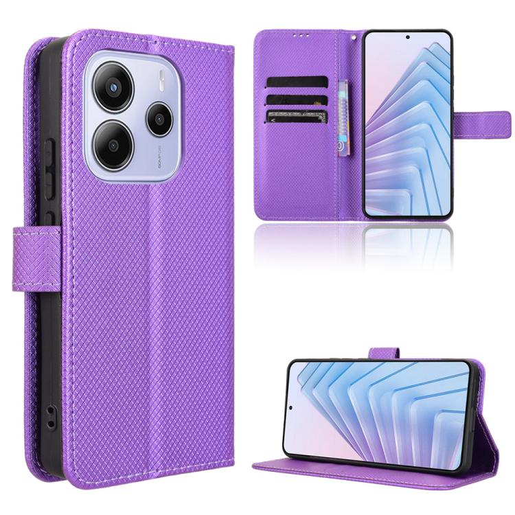 Diamond Texture Leather Phone Case, For Redmi A5 4G 173.3mm, For Redmi Note 14 4G 164.84mm EU Version, For Redmi Turbo 4 Pro 5G, For Redmi K80 / K80 Pro, For Redmi Note 14 Pro 4G, For Redmi Note 14 4G Global 163.25mm, For Redmi Note 14 Pro+ 5G         ...