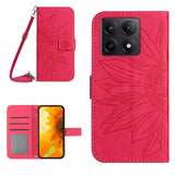 Skin Feel Sun Flower Embossed Flip Leather Phone Case with Lanyard, For Xiaomi 15, For Xiaomi 14T Pro 5G Global, For Xiaomi 14T 5G Global