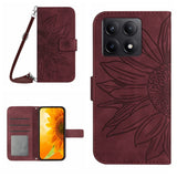 Skin Feel Sun Flower Embossed Flip Leather Phone Case with Lanyard, For Xiaomi 15, For Xiaomi 14T Pro 5G Global, For Xiaomi 14T 5G Global