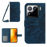 Skin Feel Sun Flower Embossed Flip Leather Phone Case with Lanyard, For Xiaomi 15, For Xiaomi 14T Pro 5G Global, For Xiaomi 14T 5G Global