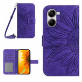 Skin Feel Sun Flower Embossed Flip Leather Phone Case with Lanyard, For Xiaomi 15 Ultra, For Xiaomi Poco X7 Pro, For Xiaomi 15 Pro, For Xiaomi 15