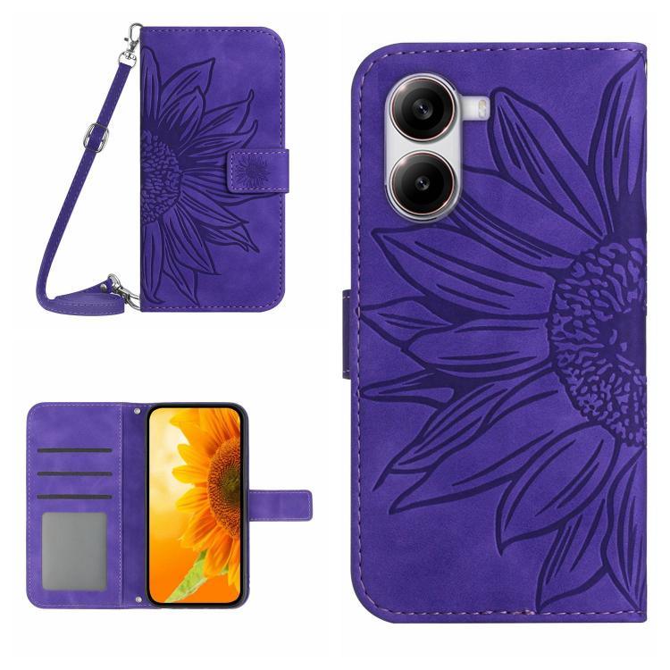 Skin Feel Sun Flower Embossed Flip Leather Phone Case with Lanyard, For Xiaomi 15 Ultra, For Xiaomi Poco X7 Pro, For Xiaomi 15 Pro, For Xiaomi 15