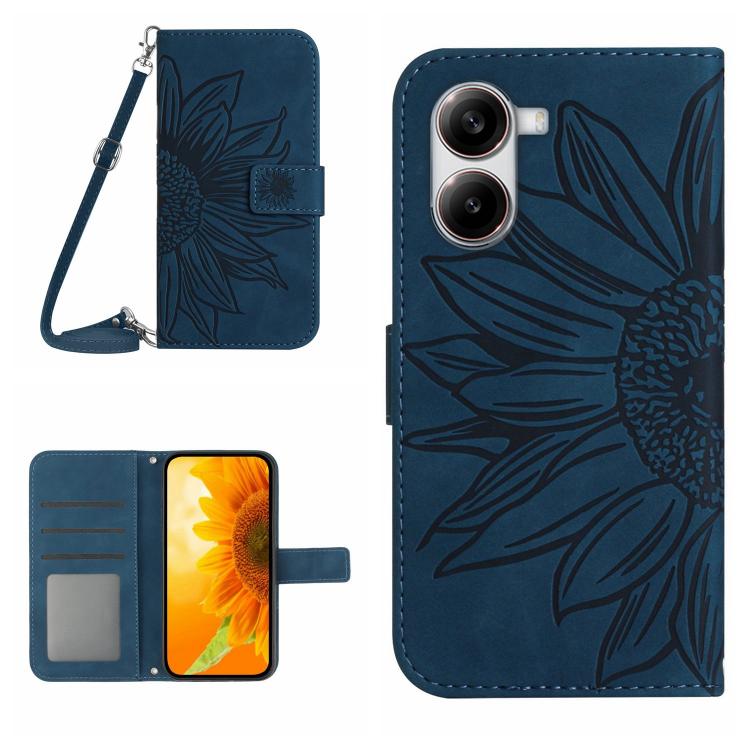 Skin Feel Sun Flower Embossed Flip Leather Phone Case with Lanyard, For Xiaomi 15 Ultra, For Xiaomi Poco X7 Pro, For Xiaomi 15 Pro, For Xiaomi 15