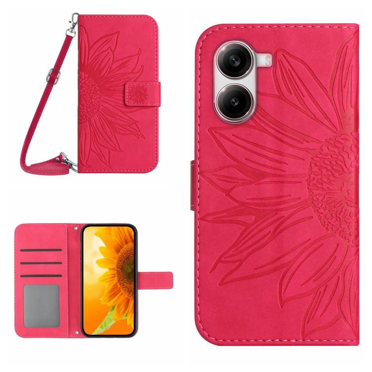 Skin Feel Sun Flower Embossed Flip Leather Phone Case with Lanyard, For Xiaomi 15 Ultra, For Xiaomi Poco X7 Pro, For Xiaomi 15 Pro, For Xiaomi 15