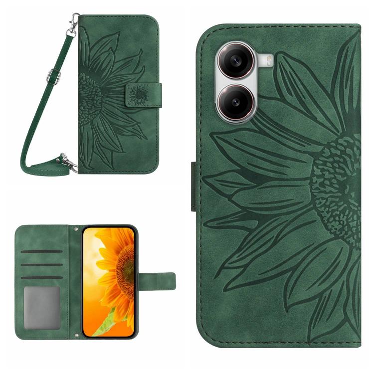 Skin Feel Sun Flower Embossed Flip Leather Phone Case with Lanyard, For Xiaomi 15 Ultra, For Xiaomi Poco X7 Pro, For Xiaomi 15 Pro, For Xiaomi 15