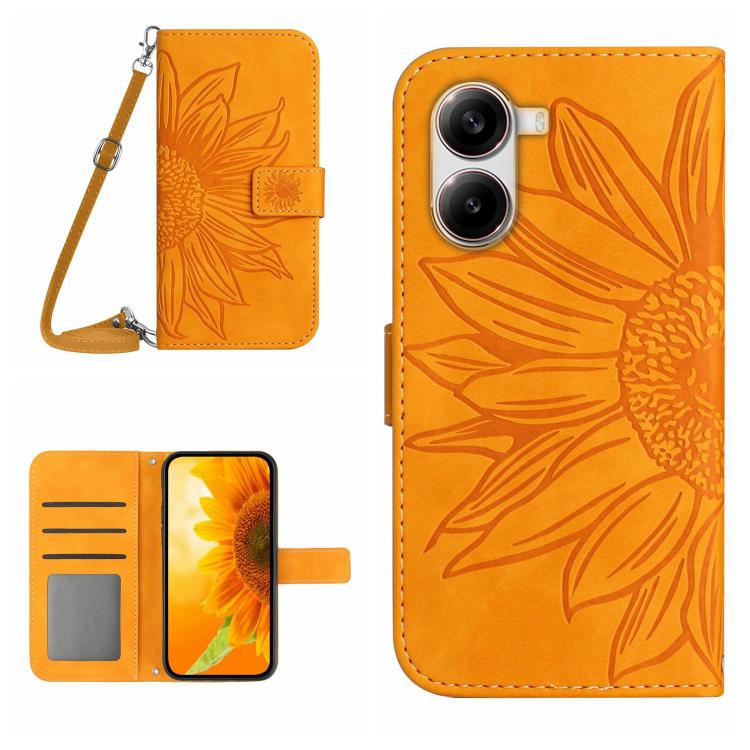 Skin Feel Sun Flower Embossed Flip Leather Phone Case with Lanyard, For Xiaomi 15 Ultra, For Xiaomi Poco X7 Pro, For Xiaomi 15 Pro, For Xiaomi 15