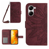 Skin Feel Sun Flower Embossed Flip Leather Phone Case with Lanyard, For Xiaomi 15 Ultra, For Xiaomi Poco X7 Pro, For Xiaomi 15 Pro, For Xiaomi 15