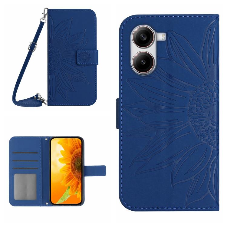 Skin Feel Sun Flower Embossed Flip Leather Phone Case with Lanyard, For Xiaomi 15 Ultra, For Xiaomi Poco X7 Pro, For Xiaomi 15 Pro, For Xiaomi 15