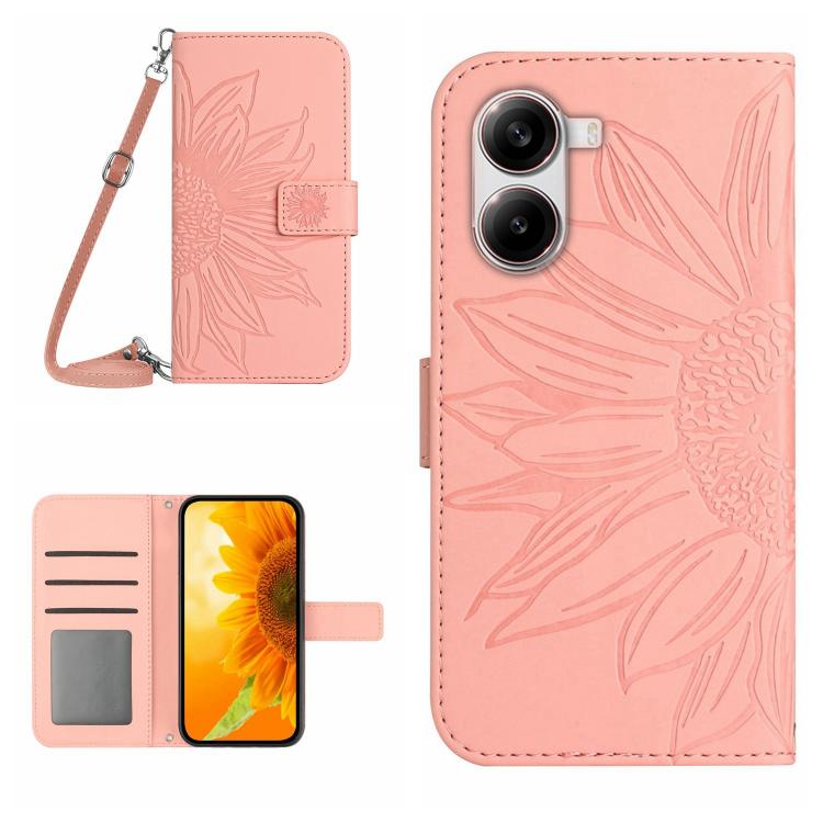Skin Feel Sun Flower Embossed Flip Leather Phone Case with Lanyard, For Xiaomi 15 Ultra, For Xiaomi Poco X7 Pro, For Xiaomi 15 Pro, For Xiaomi 15