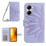 Skin Feel Sun Flower Embossed Flip Leather Phone Case with Lanyard, For Xiaomi 15 Ultra, For Xiaomi Poco X7 Pro, For Xiaomi 15 Pro, For Xiaomi 15