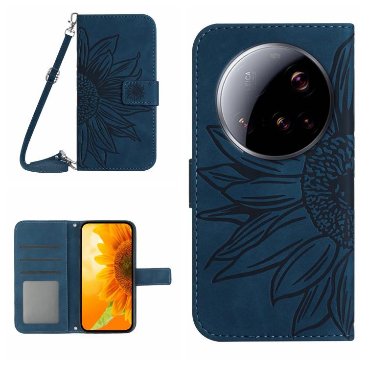 Skin Feel Sun Flower Embossed Flip Leather Phone Case with Lanyard, For Xiaomi 15T, For Xiaomi 15 Ultra, For Xiaomi Poco X7 Pro, For Xiaomi 15 Pro