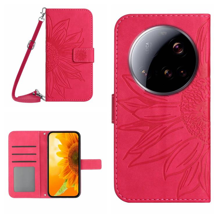 Skin Feel Sun Flower Embossed Flip Leather Phone Case with Lanyard, For Xiaomi 15T, For Xiaomi 15 Ultra, For Xiaomi Poco X7 Pro, For Xiaomi 15 Pro