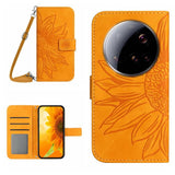 Skin Feel Sun Flower Embossed Flip Leather Phone Case with Lanyard, For Xiaomi 15T, For Xiaomi 15 Ultra, For Xiaomi Poco X7 Pro, For Xiaomi 15 Pro
