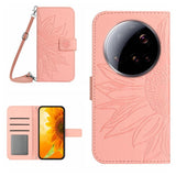 Skin Feel Sun Flower Embossed Flip Leather Phone Case with Lanyard, For Xiaomi 15 Ultra, For Xiaomi Poco X7 Pro, For Xiaomi 15 Pro, For Xiaomi 15