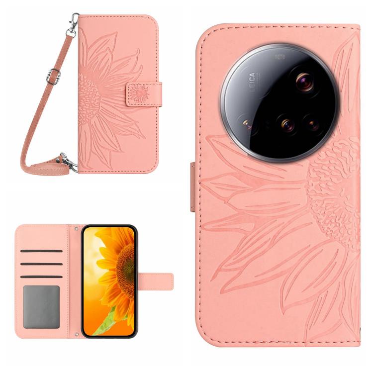 Skin Feel Sun Flower Embossed Flip Leather Phone Case with Lanyard, For Xiaomi 15 Ultra, For Xiaomi Poco X7 Pro, For Xiaomi 15 Pro, For Xiaomi 15