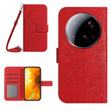 Skin Feel Sun Flower Embossed Flip Leather Phone Case with Lanyard, For Xiaomi 15 Ultra, For Xiaomi Poco X7 Pro, For Xiaomi 15 Pro, For Xiaomi 15