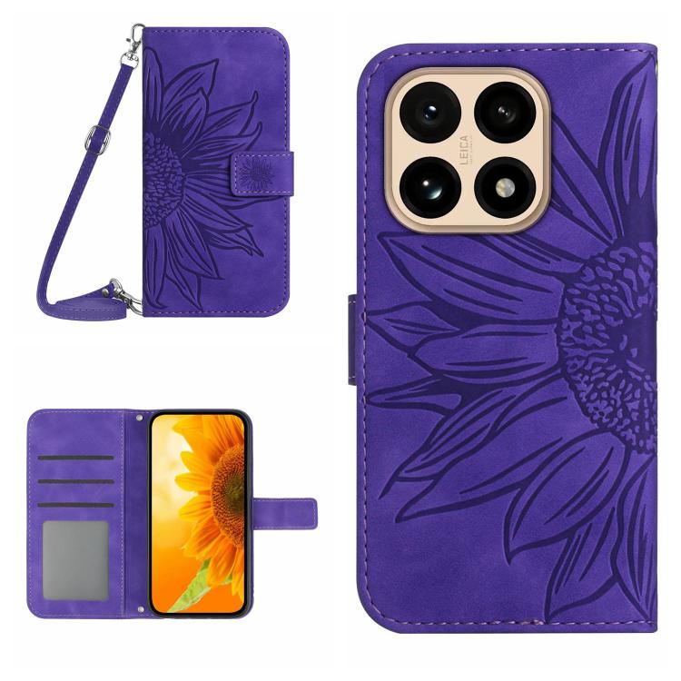 Skin Feel Sun Flower Embossed Flip Leather Phone Case with Lanyard, For Xiaomi 15T, For Xiaomi 15 Ultra, For Xiaomi Poco X7 Pro, For Xiaomi 15 Pro