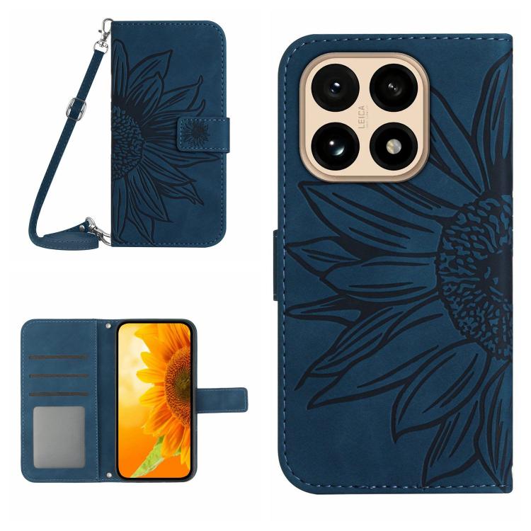 Skin Feel Sun Flower Embossed Flip Leather Phone Case with Lanyard, For Xiaomi 15T, For Xiaomi 15 Ultra, For Xiaomi Poco X7 Pro, For Xiaomi 15 Pro