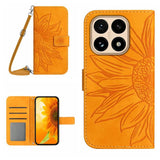 Skin Feel Sun Flower Embossed Flip Leather Phone Case with Lanyard, For Xiaomi 15T, For Xiaomi 15 Ultra, For Xiaomi Poco X7 Pro, For Xiaomi 15 Pro