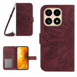 Skin Feel Sun Flower Embossed Flip Leather Phone Case with Lanyard, For Xiaomi 15T, For Xiaomi 15 Ultra, For Xiaomi Poco X7 Pro, For Xiaomi 15 Pro