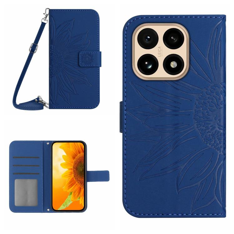 Skin Feel Sun Flower Embossed Flip Leather Phone Case with Lanyard, For Xiaomi 15T, For Xiaomi 15 Ultra, For Xiaomi Poco X7 Pro, For Xiaomi 15 Pro
