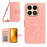 Skin Feel Sun Flower Embossed Flip Leather Phone Case with Lanyard, For Xiaomi 15T, For Xiaomi 15 Ultra, For Xiaomi Poco X7 Pro, For Xiaomi 15 Pro