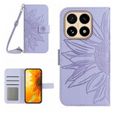 Skin Feel Sun Flower Embossed Flip Leather Phone Case with Lanyard, For Xiaomi 15T, For Xiaomi 15 Ultra, For Xiaomi Poco X7 Pro, For Xiaomi 15 Pro