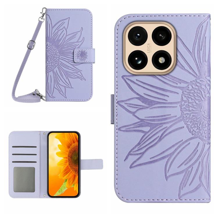 Skin Feel Sun Flower Embossed Flip Leather Phone Case with Lanyard, For Xiaomi 15T, For Xiaomi 15 Ultra, For Xiaomi Poco X7 Pro, For Xiaomi 15 Pro