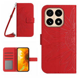 Skin Feel Sun Flower Embossed Flip Leather Phone Case with Lanyard, For Xiaomi 15T, For Xiaomi 15 Ultra, For Xiaomi Poco X7 Pro, For Xiaomi 15 Pro