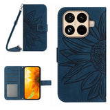 Skin Feel Sun Flower Embossed Flip Leather Phone Case with Lanyard, For Xiaomi 17, For Xiaomi Poco M7 4G 169mm, For Xiaomi 15T Pro, For Xiaomi 15T