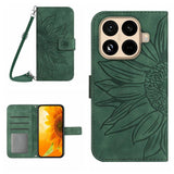 Skin Feel Sun Flower Embossed Flip Leather Phone Case with Lanyard, For Xiaomi 17, For Xiaomi Poco M7 4G 169mm, For Xiaomi 15T Pro, For Xiaomi 15T