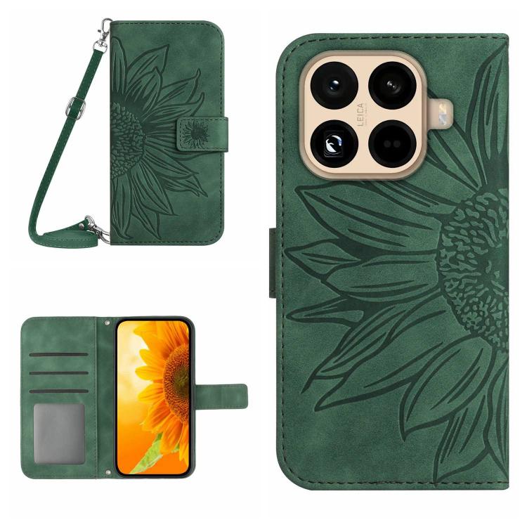 Skin Feel Sun Flower Embossed Flip Leather Phone Case with Lanyard, For Xiaomi 17, For Xiaomi Poco M7 4G 169mm, For Xiaomi 15T Pro, For Xiaomi 15T