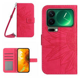Skin Feel Sun Flower Embossed Flip Leather Phone Case with Lanyard, For Xiaomi 17 Pro, For Xiaomi 17, For Xiaomi Poco M7 4G 169mm, For Xiaomi 15T Pro