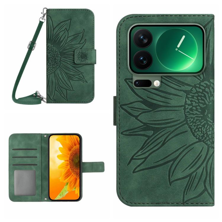 Skin Feel Sun Flower Embossed Flip Leather Phone Case with Lanyard, For Xiaomi 17 Pro, For Xiaomi 17, For Xiaomi Poco M7 4G 169mm, For Xiaomi 15T Pro