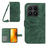 Skin Feel Sun Flower Embossed Flip Leather Phone Case with Lanyard, For Xiaomi 17 Pro, For Xiaomi 17, For Xiaomi Poco M7 4G 169mm, For Xiaomi 15T Pro