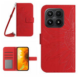Skin Feel Sun Flower Embossed Flip Leather Phone Case with Lanyard, For Xiaomi 17, For Xiaomi Poco M7 4G 169mm, For Xiaomi 15T Pro, For Xiaomi 15T