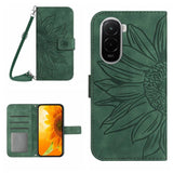 Skin Feel Sun Flower Embossed Flip Leather Phone Case with Lanyard, For Xiaomi 17, For Xiaomi Poco M7 4G 169mm, For Xiaomi 15T Pro, For Xiaomi 15T