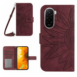 Skin Feel Sun Flower Embossed Flip Leather Phone Case with Lanyard, For Xiaomi 17, For Xiaomi Poco M7 4G 169mm, For Xiaomi 15T Pro, For Xiaomi 15T