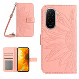 Skin Feel Sun Flower Embossed Flip Leather Phone Case with Lanyard, For Xiaomi 17, For Xiaomi Poco M7 4G 169mm, For Xiaomi 15T Pro, For Xiaomi 15T