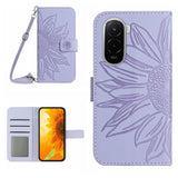 Skin Feel Sun Flower Embossed Flip Leather Phone Case with Lanyard, For Xiaomi 17, For Xiaomi Poco M7 4G 169mm, For Xiaomi 15T Pro, For Xiaomi 15T