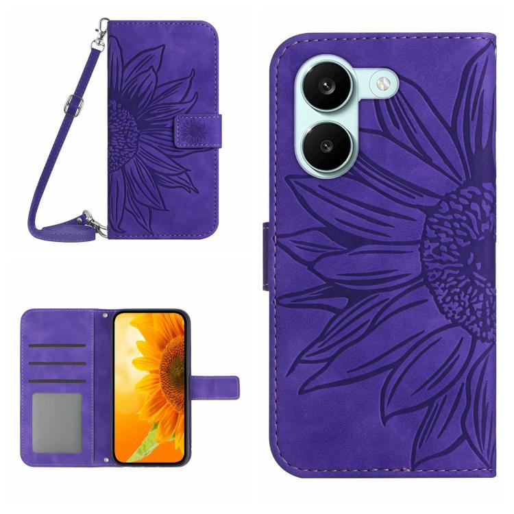 Skin Feel Sun Flower Embossed Flip Leather Phone Case with Lanyard, For Xiaomi 17T 5G, For Xiaomi Poco X8 Pro 5G, For Xiaomi 17 Pro Max, For Xiaomi 17 Pro